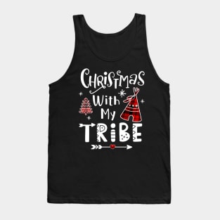 Christmas With My Tribe Red Plaid Matching Family Xmas Tank Top